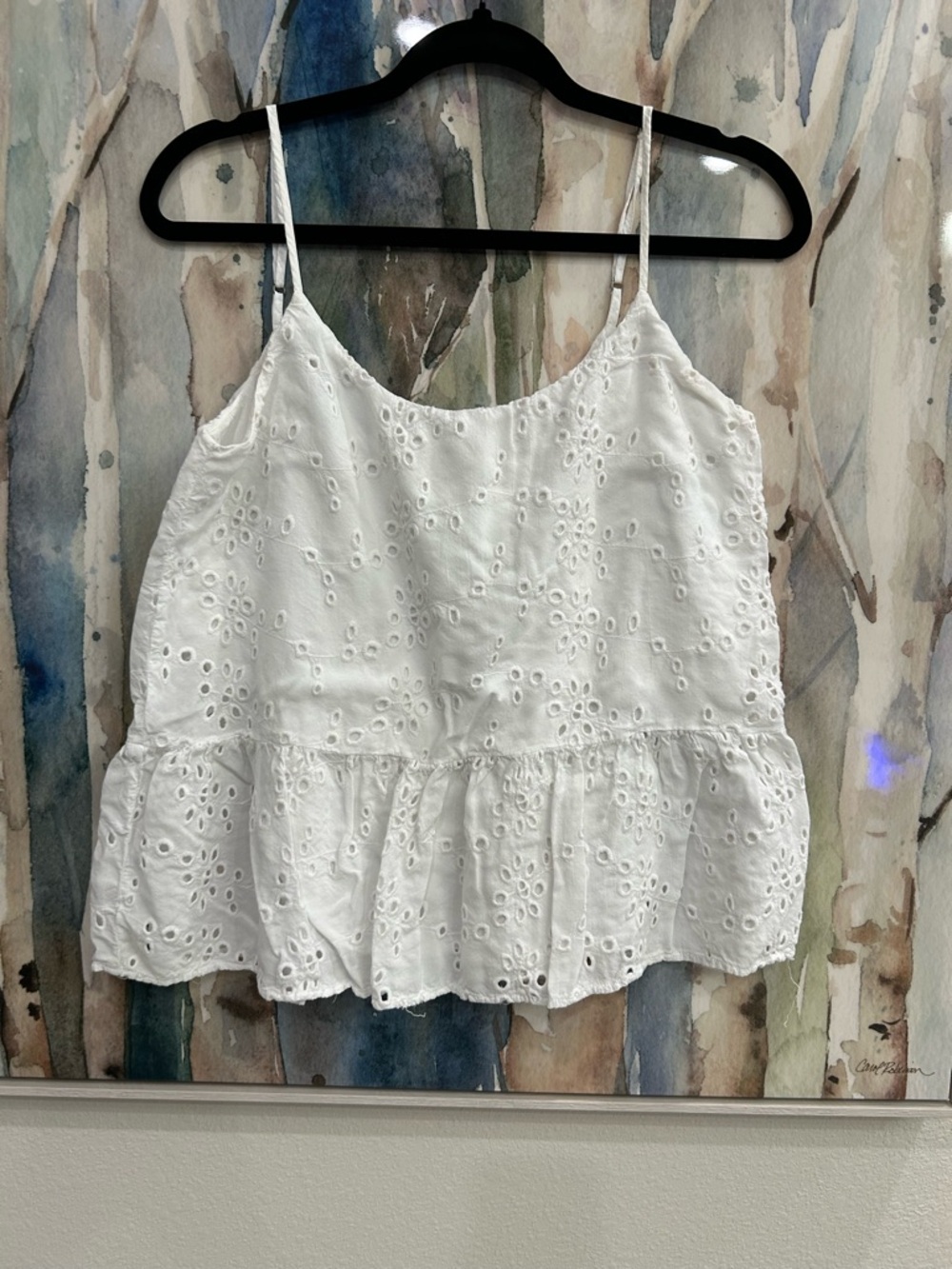 Velvet White Eyelet Ruffle Camisole